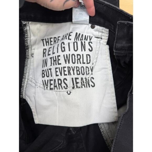 "True Religion" Ricky Relaxed Straight Black Mens Jeans SZ 40 Clubwear Designer - Picture 6 of 13